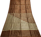 Sushila Vintage Brązowe sari na złom 100% czysty jedwab tkane kwiatowe sari tkanina rzemieślnicza
