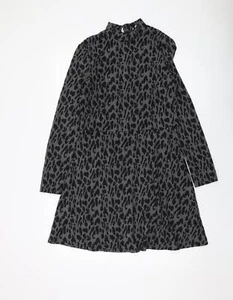 Warehouse Mujer Gris Estampado Animal Poliéster Línea A Talla 12 Simulado Cuello Botón - Imagen 1 de 10