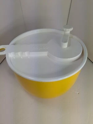 Herramienta de cocina amarilla giratoria para ensalada grande vintage COPCO Sam Lebowitz 604 decoración EE. UU. Foto 1 de 4