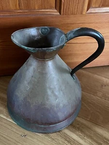 Antique Large Solid Copper Metal Primitive Pitcher w Numbers indicating size – - Picture 1 of 14