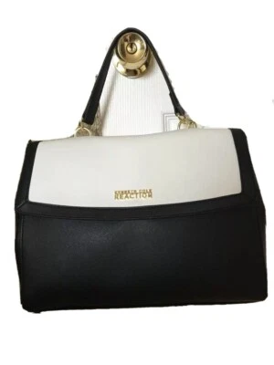 NUEVO CON ETIQUETAS KENNETH COLE Reaction Lux Cartera Bolso de Mano Negro Blanco Foto 1 de 4