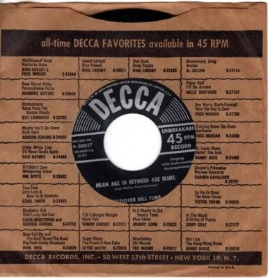 Scooter Bill Tubb - Mean Age In Between Age Blues / A Dear John Letter 7" 45 - Image 1 of 4