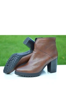 Clarks Ladies Ankle Boots HAPUS ZIP Dark Tan Leather UK 4 D EU 37 - Picture 1 of 6