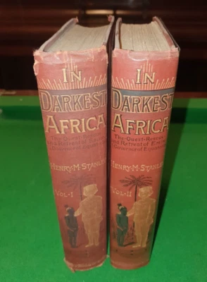 1890 IN DARKEST AFRICA OR THE QUEST RESCUE & RETREAT OF EMIN BY STANLEY 2 VOLS * - Image 1 of 4