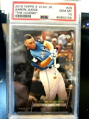 2019 AARON JUDGE TOPPS X VLAD JR. "THE LEGEND" #29 PSA GEM MT. 10 GEM POP-8 "MVP - Image 1 of 4