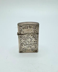 CV70. Vintage Sterling Silver Cigarette Lighter Case Floral Engraving - Picture 1 of 10