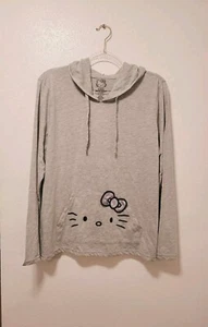 NWT Hello Kitty Sleepwear Top Hoodie Heather Gray Size XL ( Teen Size ) - Picture 1 of 7
