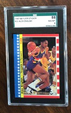 1987 FLEER BASKETBALL STICKER #11 ALEX ENGLISH SGC 8 NM/MT