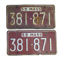 Massachusetts License Plate Pair vintage 1959 antique auto classic car MASS MA