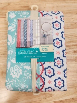 Cortina de Ducha The Pioneer Woman Ditsy Patchwork Algodón Rico 72x72 Nueva Sellada Foto 1 de 4