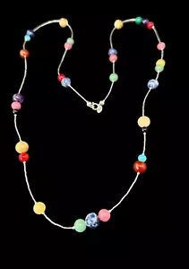 Signed Carolyn Pollack Relios 925 Multi Gemstone Beaded Necklace Southwestern - Picture 1 of 7