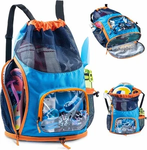 Swim Bags Dry Wet Separation Kids Drawstring Beach Backpack Sandproof Adjustable - Picture 1 of 7