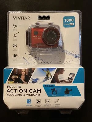 VIVITAR 1080 Full HD 12MP Waterproof Action Cam DVR786HD-RED BRAND NEW - Image 1 of 2