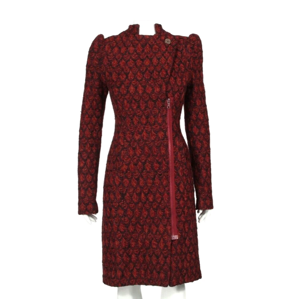 Abrigo Chaqueta De Colección BETSEY JOHNSON Victoriano Hombro Abullonado Púrpura Pavo Real Tweed Talla S Foto 1 de 4