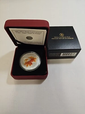 2007 Canadian Maple Leaf .999 Silver Colorized 1oz. - Image 1 of 4