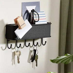 Key Holder Mail Rack Wall Mounted Entryway Shelve Hanger Letter Sorter Organizer - Picture 1 of 10