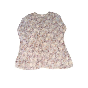 Top tunica LOGO by Lori Goldstein donna XL stampa floreale trasparente con volant - Foto 1 di 4