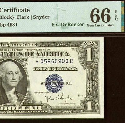 1935D $1 Silver Certificate PMG 66EPQ - Top Pop - C Block Star - Fr 1613W* - Image 1 of 4