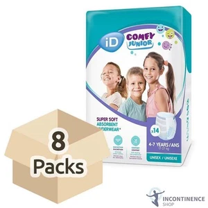 iD Comfy Junior Super Soft Absorbent Underwear - 4-7 Years (8 Packs of 14) - Picture 1 of 3