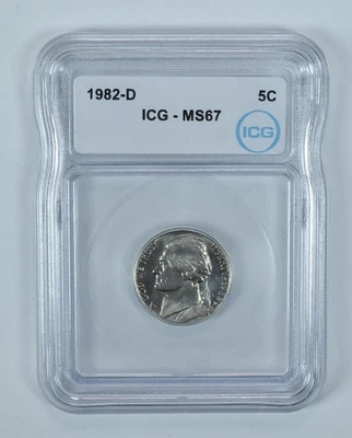 1982-D Jefferson Nickel MS67 ICG *7526 - Image 1 of 4