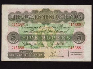 Ceilán (Sri Lanka): P-23,5 rupias, 1939 * Gobierno británico * En estado bastante bueno+ * - Imagen 1 de 2
