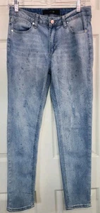 Joes Jeans Girls 18 Blue Tapered Leg Distressed  Paint Splash Spots Light Wash  - Picture 1 of 10
