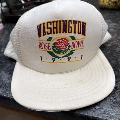 Rose Bowl Huskies Vintage Hat Cap  SnapBack Trucker Meshback 1991 - Image 1 of 4