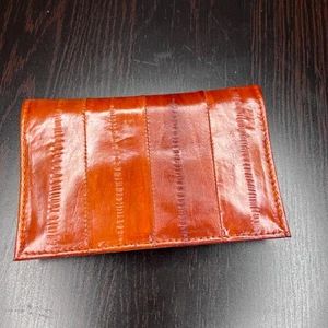 Lee Sands Genuine Eel Skin Wallet Brown Bifold Patchwork Vintage Hawaii - Picture 1 of 6