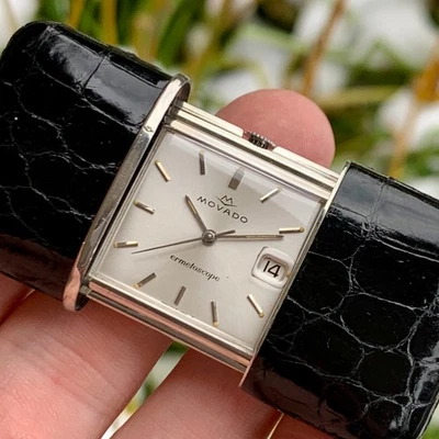 Reloj de Viaje Mecánico Movado Ermeto Ermetoscopio Fecha - Como Nuevo Foto 1 de 4