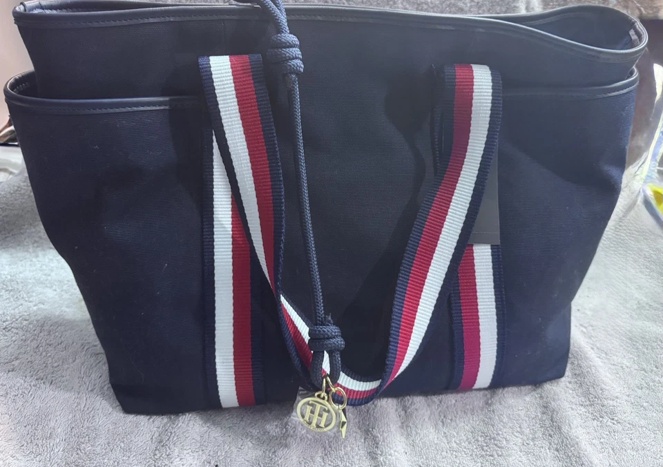 Tommy Hilfiger Women's Canvas Tote Bag Red White Blue Navy Purse - Image 1 of 4