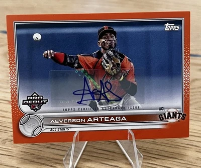 Aeverson Arteaga /25 ORANGE PROSPECT AUTO SP 2022 Topps Pro Debut Autograph  - Image 1 of 4