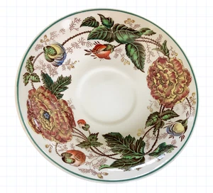 "Platillo taza de té óxido flores orientales Wedgwood Surrey of Etruria Barlaston 5,5""" - Imagen 1 de 5