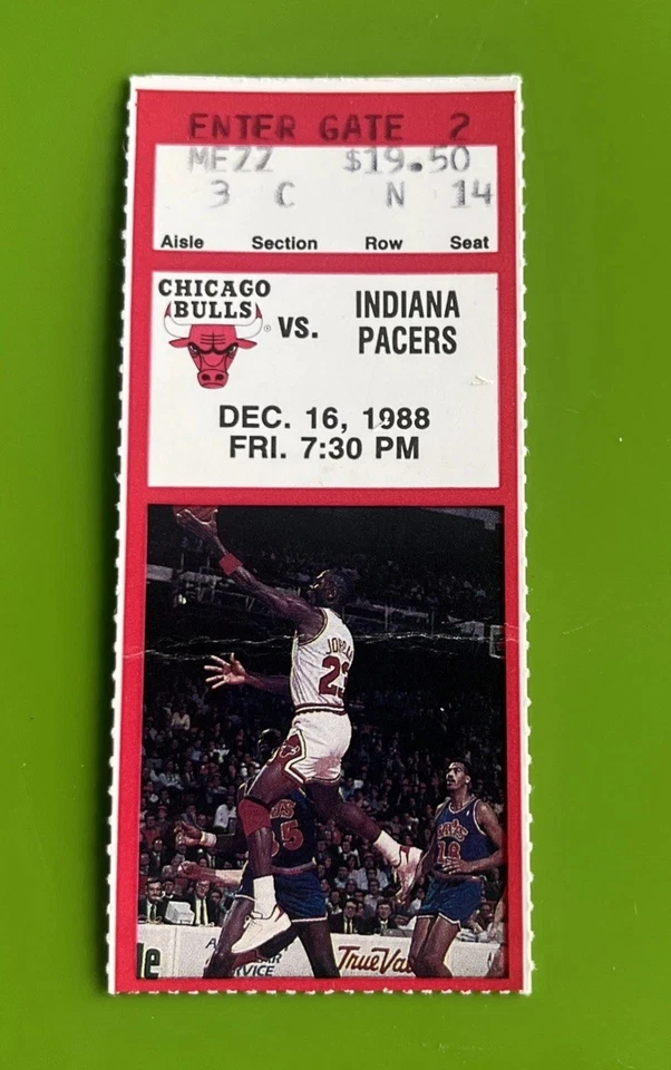 1988 CHICAGO BULLS VS. INDIANA PACERS  STUB **MICHAEL JORDAN (PICTURED) - Image 1 of 4