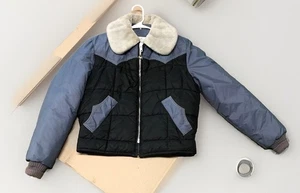 Vtg Men Double K Brand Quilted Puffer Jacket Western 80s Sz 42R Cowboy Down - Picture 1 of 13