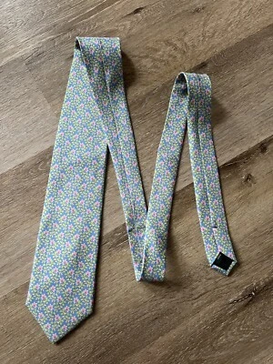 J. Corbata Crew azul verde amarillo rosa floral para hombre 100 % seda Foto 1 de 4