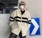 Mens Fashion Winter Turtle Neck Long Sleeve Loose Warm Stripe Kniting Pullover