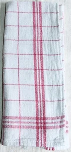Vintage French Red Ticking Stripe Torchon / Dishcloth / Tea Towel - Picture 1 of 11