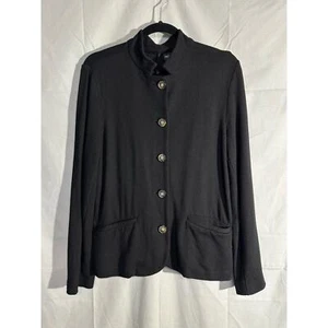 Rachel Zoe Blazer Jacket Womens Black Large Knit Button Capsule Minimalist - Picture 1 of 9
