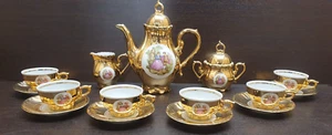 6x person Gold Gilded Espresso Coffee Set Cups Coffee pot Bondware China - Picture 1 of 8