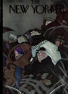 1934 New Yorker November 17 - Rain at the Yale Football Game - Rea Irvin - Picture 1 of 1
