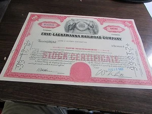 ERIE LACKAWANNA RAILROAD - STOCK CERTIFICATE (100 SHARES) - NEW YORK - 1965 - Bild 1 von 2