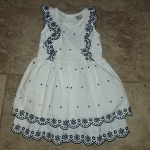 Hanna Andersson Size 100 (4) Sleeveless Cotton Dress black and white  Embroidery - Picture 1 of 4