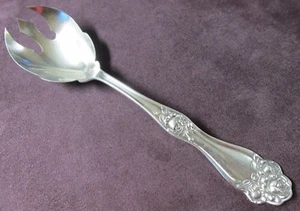 AMERICAN BEAUTY ROSE 1909 Salad Serving Fork Art Nouveau Silverplate No Monogram - Picture 1 of 5