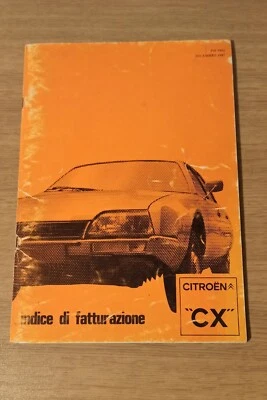 Tempario indice di fatturazione Citroen CX edizione Dicembre 1981 PH8402 Italian - Immagine 1 di 4