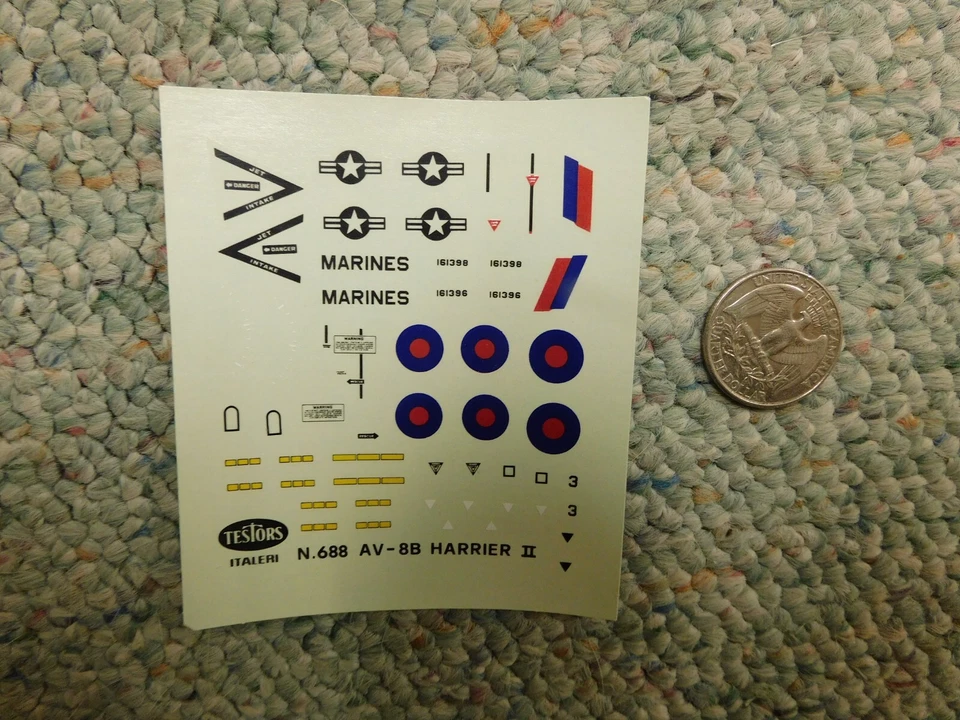 Testors decals 1/72 Kit# 688 AV-8B Harrier II  H189 - Image 1 of 1