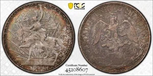 1910 PCGS AU50 | MEXICO - Silver One Un Peso "Cry for Independence" Coin #39559A - Picture 1 of 5