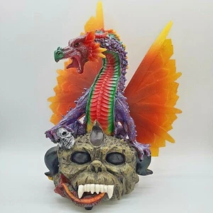 Dragon On Skull Fiber Optic Light Up Wings 9" Figurine - Picture 1 of 7