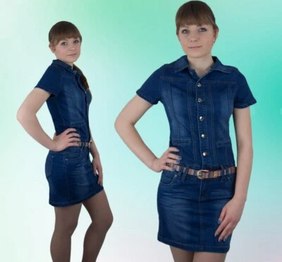 DAMEN JEANS OVERALL Rock Einteiler Stretch Denim 34 36 38 40 - Bild 1 von 3