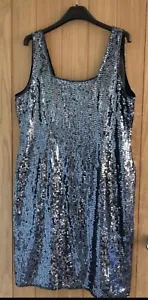 Womens Debenhams Debut ( ALL NIGHT) Black / Silver Sequinned Dress UK Size 18 - Picture 1 of 7