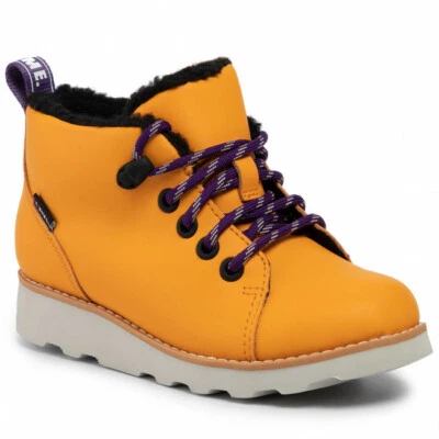 Clarks Boys Crown Tor Yellow Leather Waterproof Warm Lined Boots